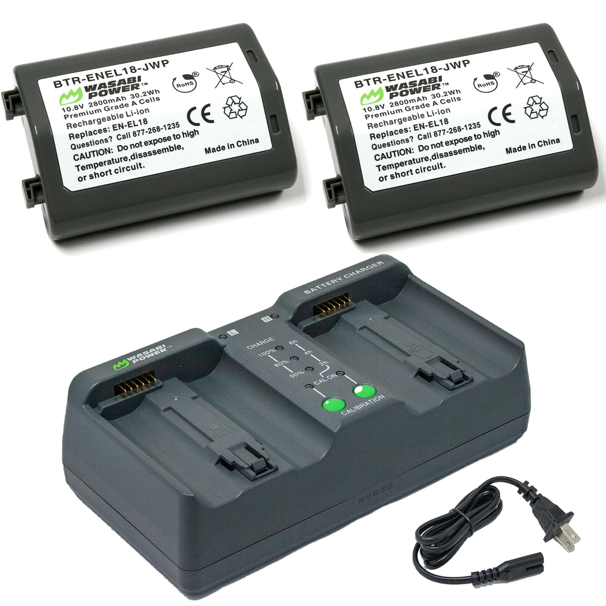 Nikon EN-EL18, EN-EL18a, EN-EL18b, EN-EL18c Battery (2-Pack) and Dual –  Wasabi Power