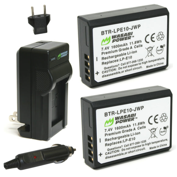 Canon LP-E10 Battery (2-Pack) and Charger by Wasabi Power