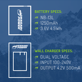 Canon NB-13L Battery (2-Pack) and Charger by Wasabi Power