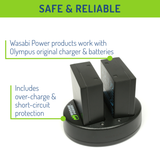 Olympus BLH-1 (Fully Decoded) Battery (2-Pack) and Dual Charger by Wasabi Power