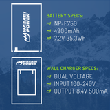 Sony NP-F730, NP-F750, NP-F760, NP-F770 (L Series) Battery (2-Pack) and Charger by Wasabi Power