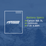 Canon NB-7L Battery (2-Pack) and Charger by Wasabi Power