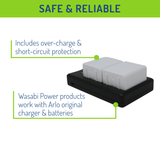 Arlo Pro 3, Pro 4, Ultra, Ultra 2 Battery (2-Pack) and Dual Charger (VMA5400 & VMA5400C) by Wasabi Power