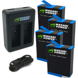 GoPro HERO10, HERO9 Black Battery (4-Pack) and Dual Charger by Wasabi Power