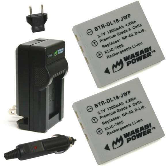 Pentax D-LI85, D-LI95 Battery (2-Pack) and Charger by Wasabi Power