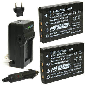 Sanyo DB-L50, DB-L50AU Battery (2-Pack) and Charger by Wasabi Power