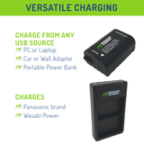 Panasonic DMW-BLK22 Battery (2-Pack) and USB-C Dual Charger by Wasabi Power