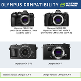 Olympus BLN-1, BCN-1 Battery (2-Pack) and Dual Charger by Wasabi Power