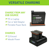 DJI AB1 and DJI OSMO Action Camera Battery (2-Pack) and Triple Charger by Wasabi Power