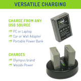 Olympus BLN-1, BCN-1 Battery (2-Pack) and Dual Charger by Wasabi Power