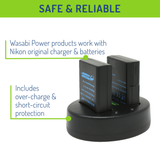 Nikon EN-EL14, EN-EL14a Battery (2-Pack) and Dual Charger by Wasabi Power