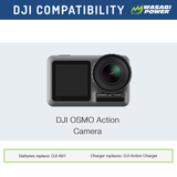 DJI AB1 and DJI OSMO Action Camera Battery (2-Pack) and Triple Charger by Wasabi Power