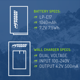 Canon LP-E17 Battery (2-Pack) and Charger by Wasabi Power