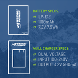 Canon LP-E12 Battery (2-Pack) and Charger by Wasabi Power