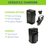 Sony NP-FW50 Battery (3-Pack) and Single Charger by Wasabi Power