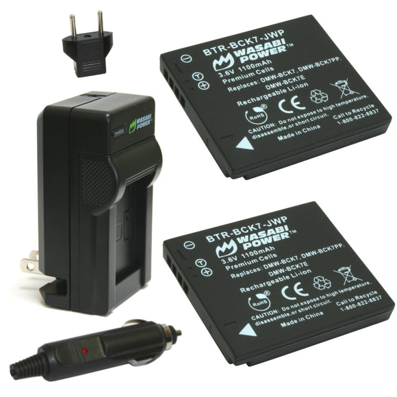 Panasonic DMW-BCK7, NCA-YN101G Battery (2-Pack) and Charger by Wasabi Power