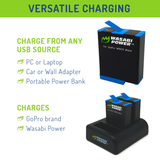 GoPro HERO12, HERO11, HERO10, HERO9 Black Battery (2-Pack) and Triple Charger by Wasabi Power