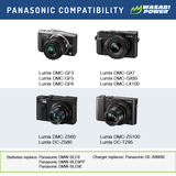 Panasonic DMW-BLE9, DMW-BLG10 Battery (2-Pack) and Dual Charger by Wasabi Power