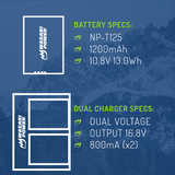 Fujifilm NP-T125 Battery (2-Pack) and Dual Charger by Wasabi Power