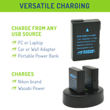 Nikon EN-EL14, EN-EL14a Battery (2-Pack) and Dual Charger by Wasabi Power