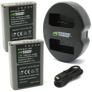 Olympus BLN-1, BCN-1 Battery (2-Pack) and Dual Charger by Wasabi Power